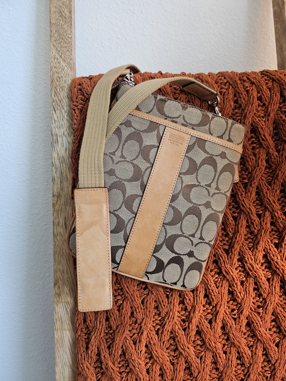 Coach Signature Canvas Crossbody Bag in Brown/Tan